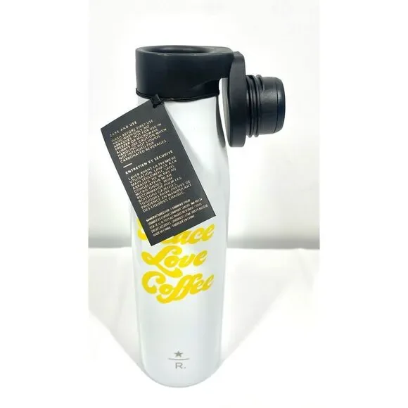 Starbucks 2019 Peace Love Coffee Stainless Steel 20oz Bottle Magnetic HTF NWT - Picture 2 of 6